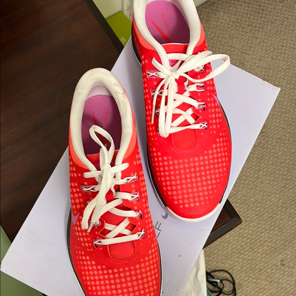 Nike Red and White Sneakers with Cushioned Sole
